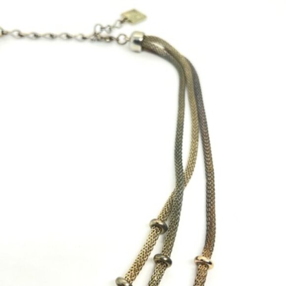 ANNE KLEIN VINTAGE MESH LAYERED NECKLACE GOLD SILVER TONE MULTI STRAND CHAIN - Picture 10 of 15
